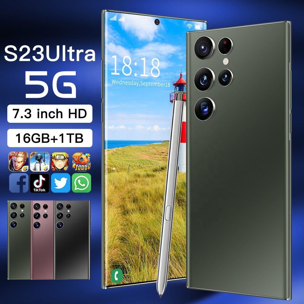 2023 new design In Stock smartphone For S23 Ultra 7.3 inch HD large screen 108MP 512GB Android 12 Mobile Phone Fast Shipping